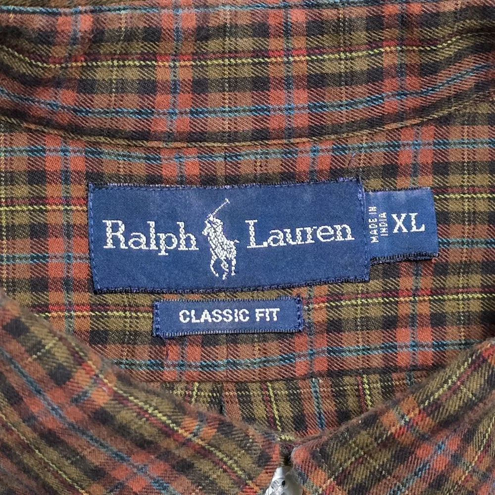 VTG Ralph Lauren Lightweight Flannel Shirt Mens‎ XL Tartan Plaid 90s Classic Fit